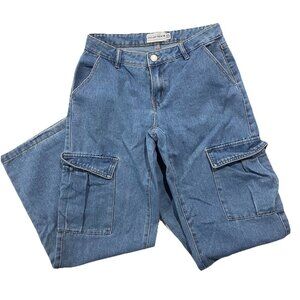 REFUGE Wide Leg Cargo 03 Vintage Utility Jeans Pockets Streetwear Low Rise Baggy